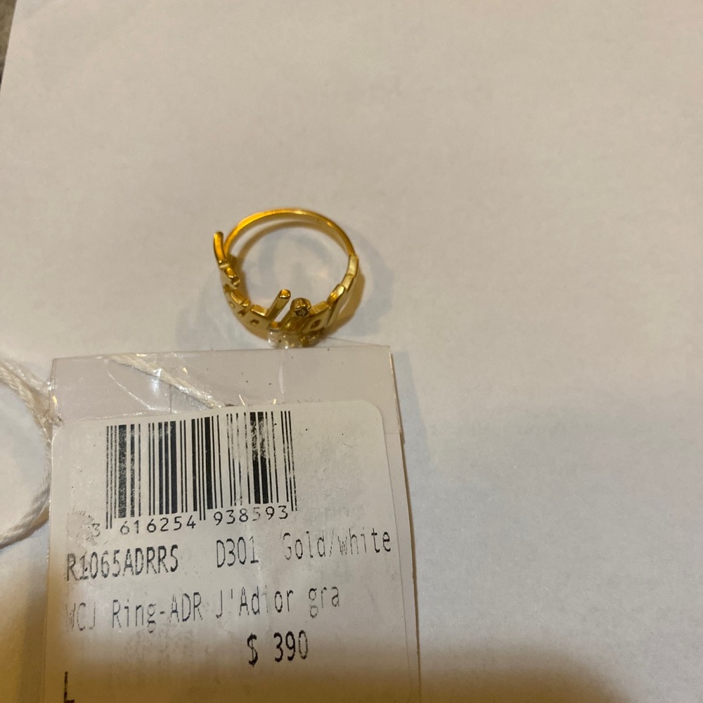 Dior J'ADIOR RING Gold-Finish Metal with a White Resin Pearl and a White Crystal - Picture 7 of 13